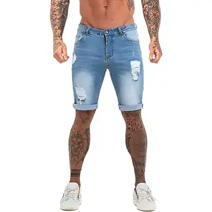 GINGTTO Men's Ripped Short Jeans Casual Denim Shorts with Hole Jorts Men Essentials New Shorts