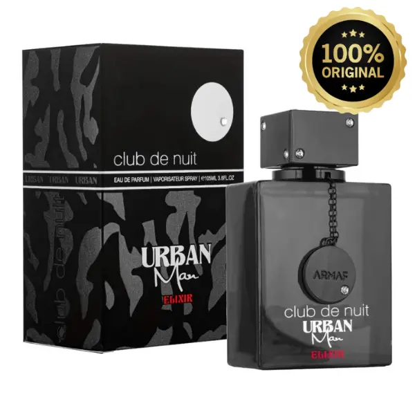 Armaf Club De Nuit Urban Elixir EDP for Men, 3.6 oz, Long-Lasting Citrus Spicy Woody Scent with Bergamot & Patchouli, Citrus Spicy Fragrances, Scented Fragrance