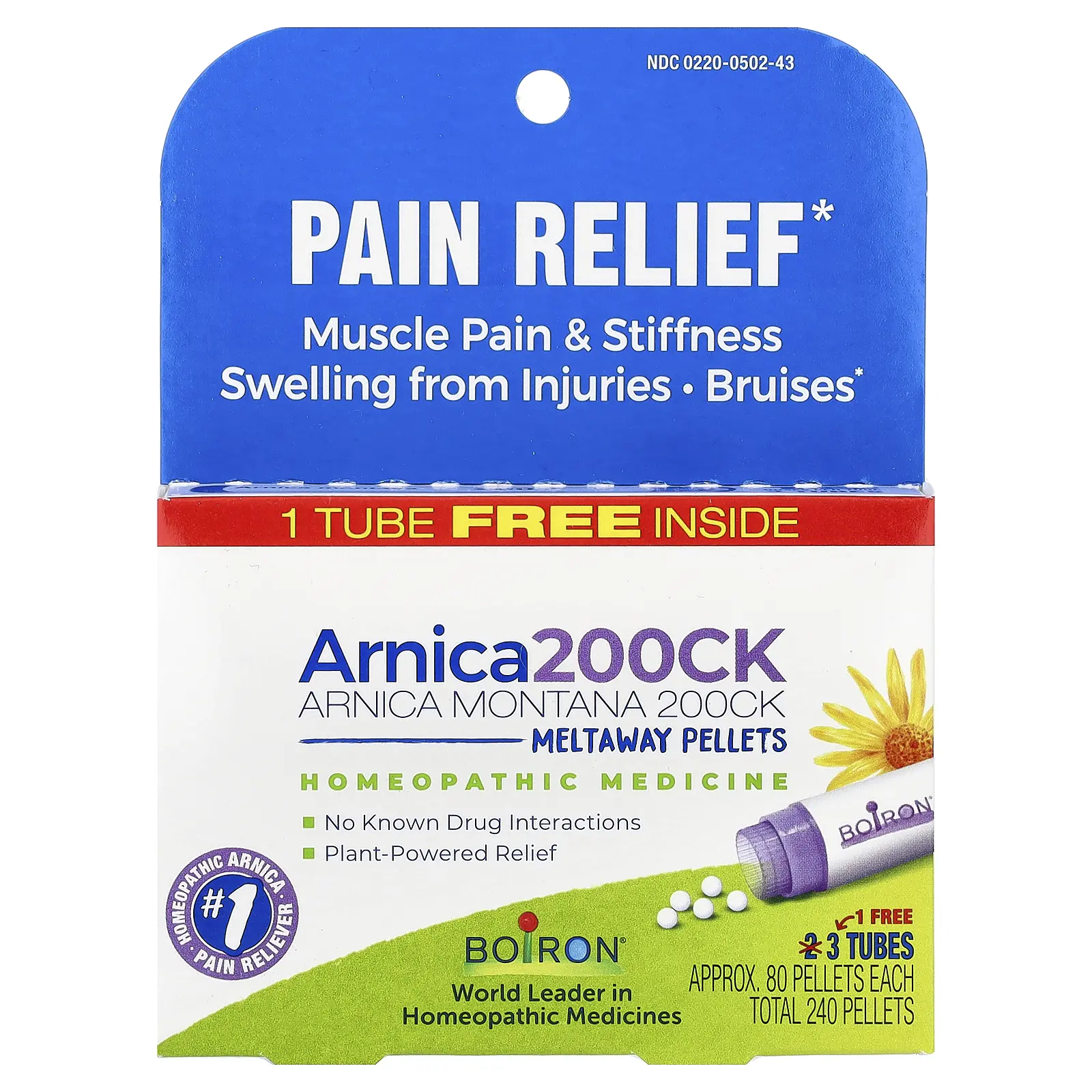 Boiron Arnica Montana 200CK, 3 Tubes, 80 Pellets Each