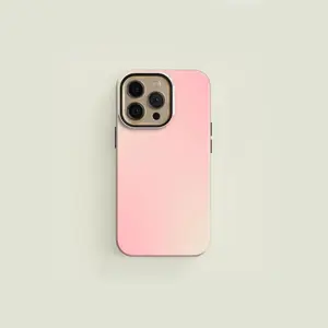 Corner Gradient Light Pink & Cream Premium Film 2 in 1 Phone Case - Durable, Shock Absorbing and Stylish Protection - Compatible with iPhone 16, 15, 14, 13, 12, 11, Plus, Pro, Pro Max, Perfect birthday gift for friends.