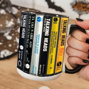 [SALE UP TO 51%] Talking Heads Cassette Albums Retro Mug, Vintage New Wave Tape Art Coffee Cup, Nostalgic Album Collection Gift for Music Lovers