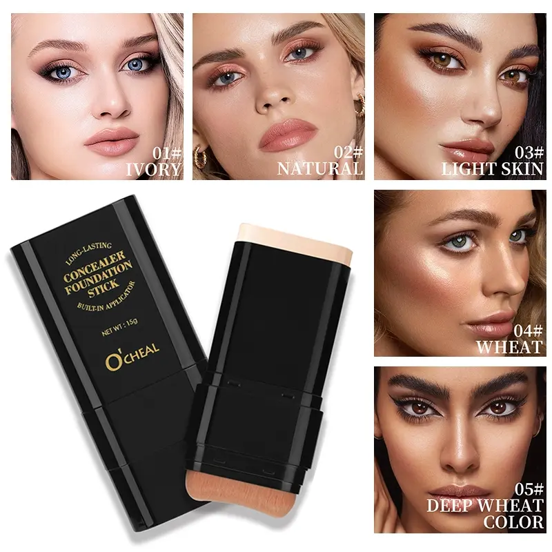 Waterproof rotating foundation stick with long-lasting makeup, lightweight texture, flawless complexion, and natural makeup look