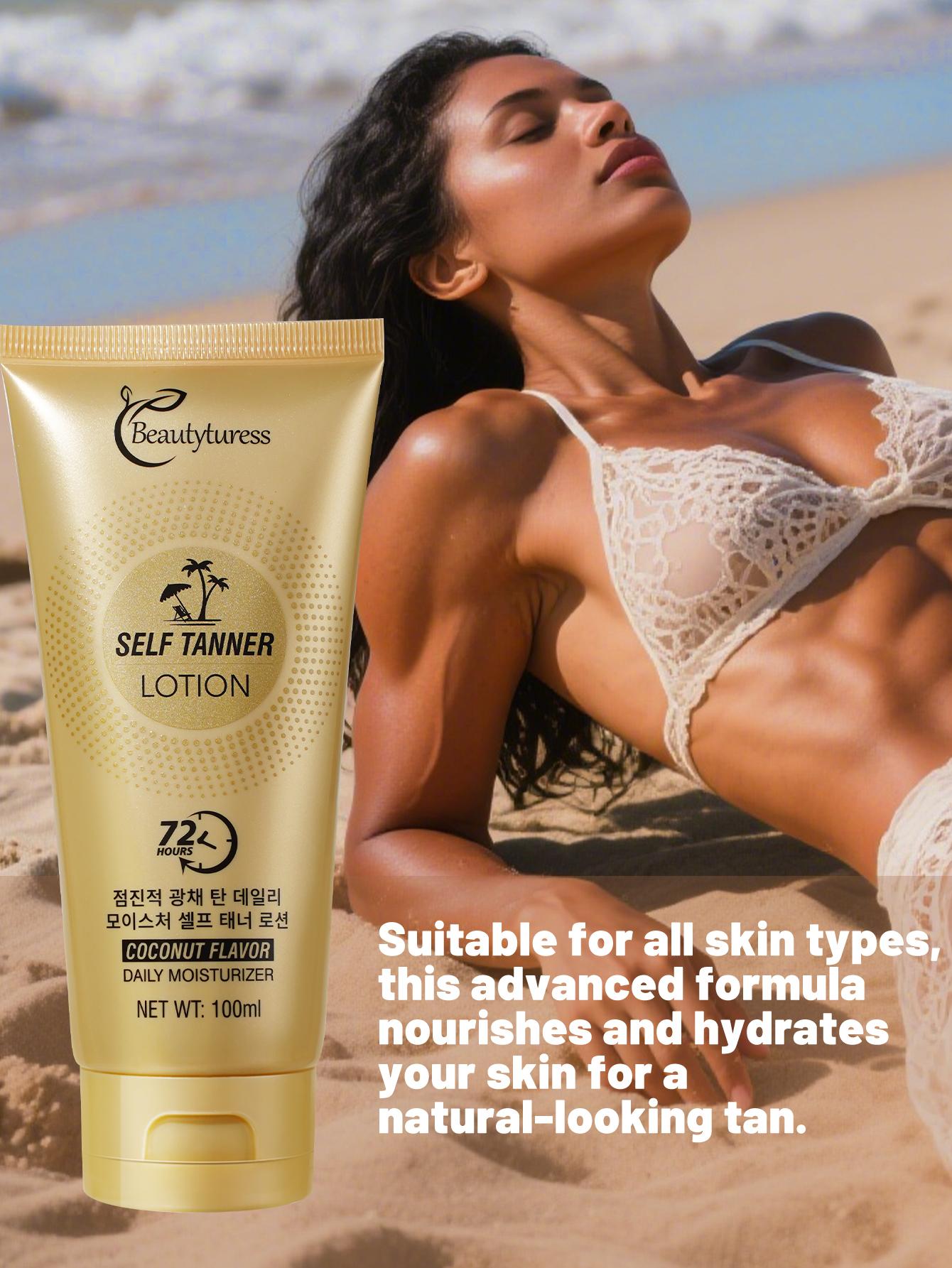Gradient Brown Daily Moisturizing Self-Tanning Lotion 100ml | Beautyturess Gentle Care | Dihydroxyacetone & Erythrulose | Natural-looking tan | Suitable for all skin types | Great for tanning