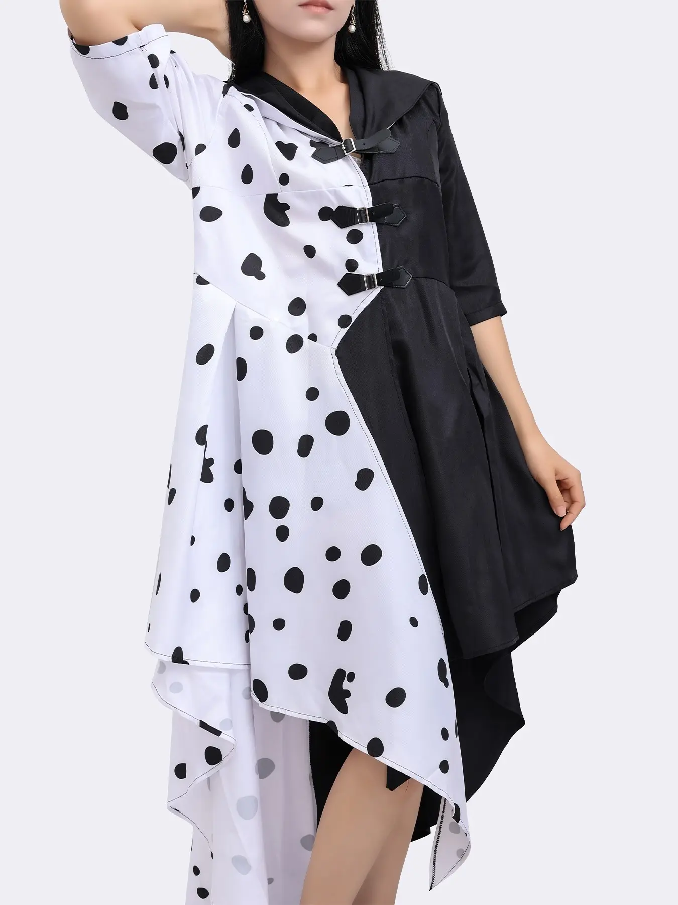 Anime Queen DeVil Cruella 101 Dogs Cosplay Dress, Irregular Long Length  Print Costume, Stage Performance, Halloween Carnival Party Wear - TikTok  Shop