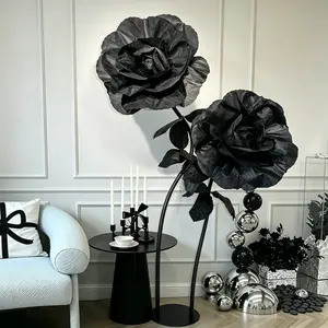 Giant Black Rose Floor Decoration | Suitable for all occasions including weddings, parties, window displays, photography, and home decor.
