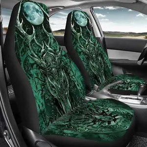 Mysterious Green Deer Head Totems Car Seat Cover, Durable Polyester Car Seat Protector, Universal Seat Protectors for Vehicles Including Cars, Suvs, Sedans
