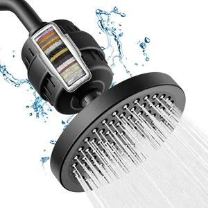 Filtered Shower Head Set 20 Stage Shower Filter - Reduces Chlorine And Heavy MetalsHigh Pressure Showerhead Filter With 6" Round, Luxury Polished Chrome