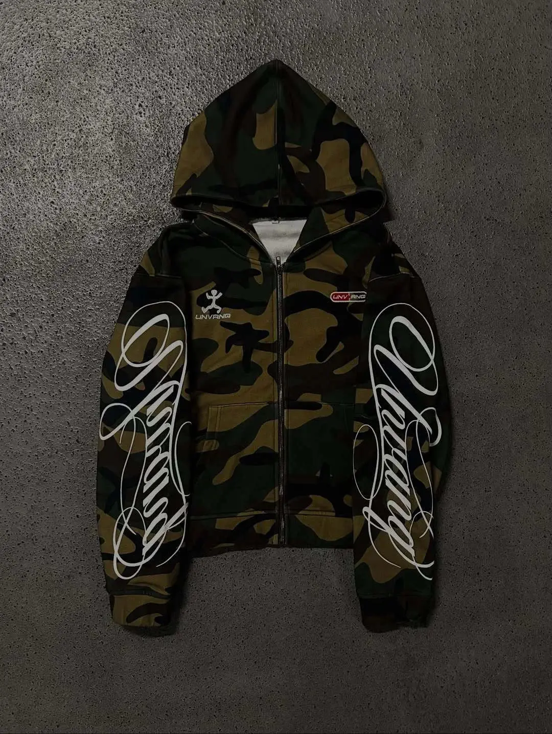 Linvano Camo Zip Up Hoodie