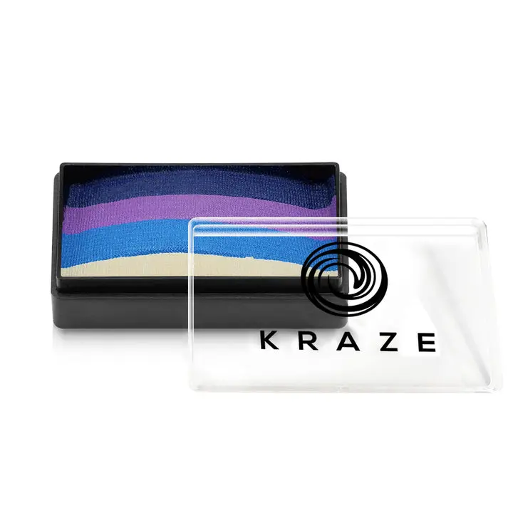 Kraze FX Neon Twilight 1-Stroke Split Cake, Vegan Wax-Based & Water Activated Domed Face Paint for Parties & Fairs, 25g, Oil, Cosmetic, Coverage, Hypoallergenic, Non Toxic, Glycerine, Neon Colors, Schools, Cruelty Free, High Pigment, Makeup, 12 Months, 5-