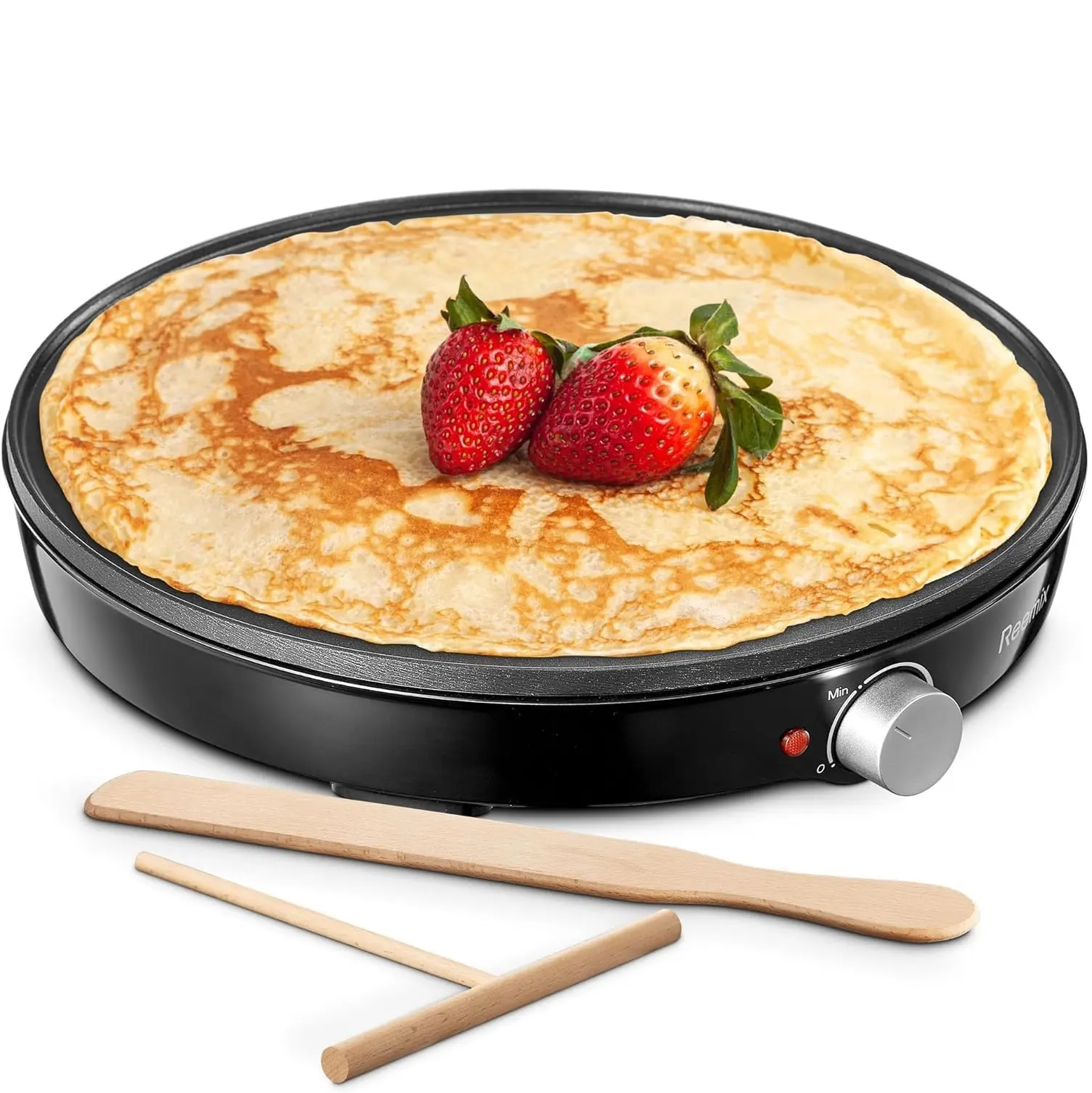 Crepe Maker Machine, Reemix Compact Pancake Griddle Precise Temperature Control, Nonstick 12” Electric Griddle, Batter Spreader for Eggs, Pancakes, Omelets and Quesadillas, Best Holiday Gift, Kitchen Gadgets, batter spreader