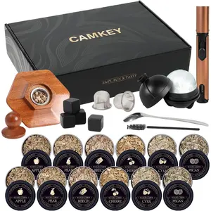 23Pcs Whiskey Cocktail Smoker Kit with Torch, 6 Flavors 12 Packs Wood Chips, Ice Ball Mold, Old Fashioned Drink Smoker, Bourbon Whiskey Gifts for Men, Husband, Dad, Him (No Butane)
