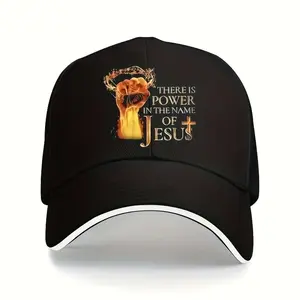 A Helmet Cap-Casual Style Scripture Design Chemotherapy Baseball Cap Printed with Jesus Pattern, Suitable for Cancer Patients, Unisex Elastic Headwear, Knitted Hat Can Be Used as a Gift, Hand Wash/Dry Cleaning, Warm Fabric