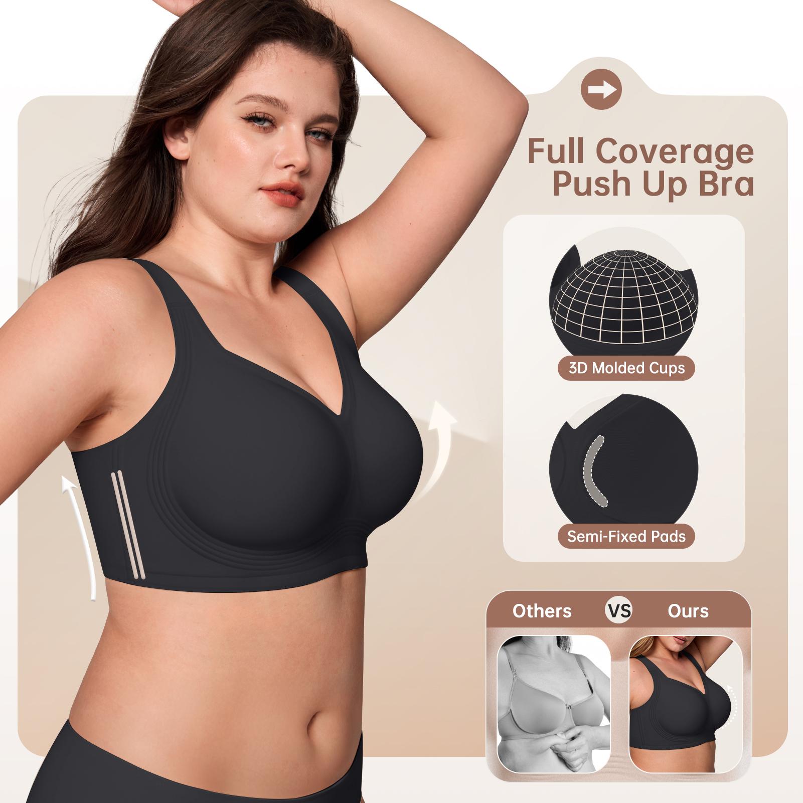 OEAK Womens Jelly Bra Wireless Leopard Plus Size Supportive Seamless Bras Full Coverage Push Up Comfortable No Underwire T Shirt Bras