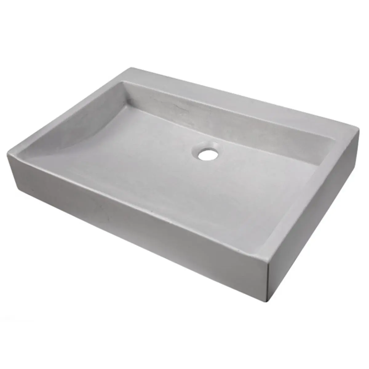 212 MAIN EB-N006LG Modern Contemporary Rectangular Sloped Concrete Mix Above-Counter Vessel Sink, Light Gray, Shockproof, Waterproofed, Scratch-Resistant, 22.25 in x 15.0625 in