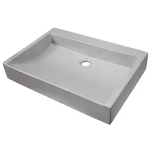 212 MAIN EB-N006LG 22.25 in. Rectangular Sloped Concrete Mix Vessel Sink, Light Gray, Modern, Above Counter, Shockproof, Waterproofed
