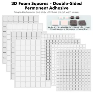 6 SHEETS 1mm or 2mm Thickness Black Or White Mini 3D Double Sided Adhesive Foam Squares For Adding Dimension To Paper Card Projects Permanent Dimensional Adhesives   Daily Office Supplies,Art Supplies