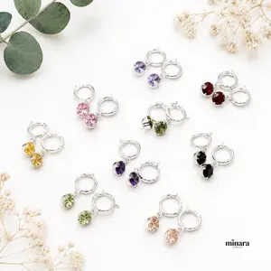 MINARA 950 SILVER Arete Argolla con Zirconias