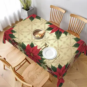 Christmas Themed Tablecloth, 1 Count Merry Christmas Atmosphere Tablecloth, Festive Fabric Tablecloth for Home Decoration