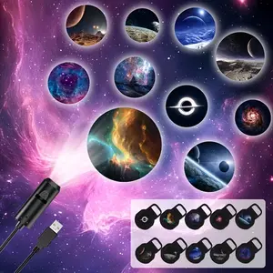 1Light+10/6/3 Pictures Change Smart LED Galaxy Projection Light, Starry Sky Lighting Night Light, Ceiling Photo Background Decoration Lighting Fixture, 360° Rotatable, Dimmable, USB Powered, Tabletop Mount, Bedroom, Living Room