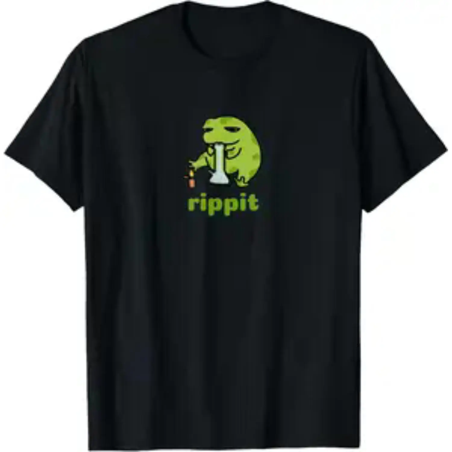 Women's Short-Sleeve Round Neck 100% Cotton Tops - Funny Rippit Frog Graphic Tee, 420 Weed Stoner Design, Premium Unisex Fabric Novelty Gift for Friends, Shortsleeve, Casual