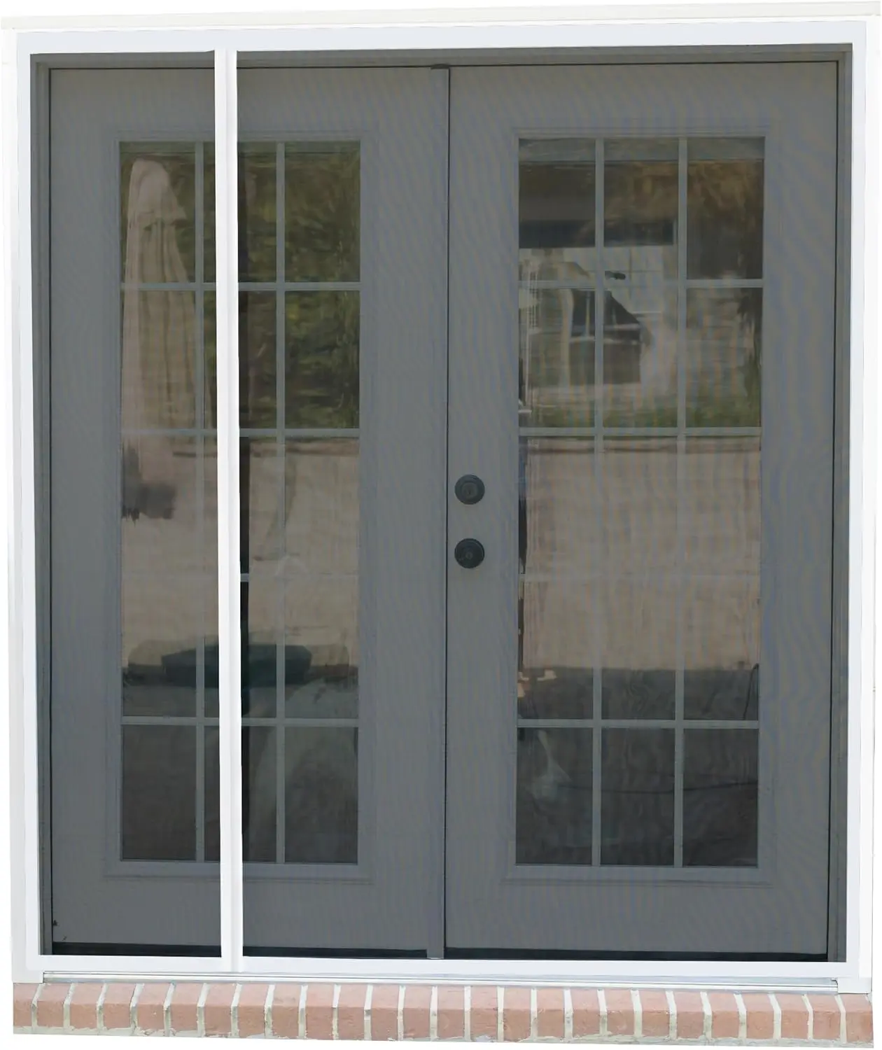 Screen Door for  & Sliding Door, Large Pet & , Keep  Out, Heavy Fiberglass Mesh, Self Closing Continuous  Seal (Fits Door Size 70"x80", White Trim)