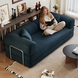 78.8" Compression Sofa, Convertible Floor Sofa Bed-with Pillow Back Support Armrest, Comfy Futon Couch Sleeper Bed, Loveseats Boneless Modular Sectional Sofa, Corduroy Fabric, for Living Room, Bedroom