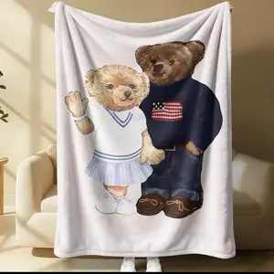 Bear printed pattern blanket, suitable for all seasons, suitable for beds, sofas, cars, room decorations, and gifts, suitable for children and adults