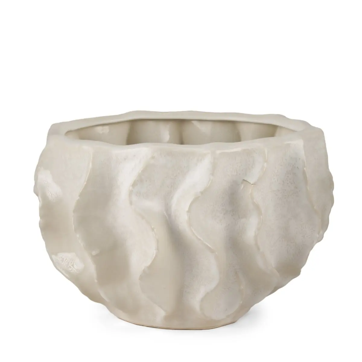 360 stand 9 in. Modern Cream Sculptural Ceramic Table Vase, Handcrafted Floral Art Decor, Lightweight Flower Holder, Ideal Gift for Living Room Dining Table Centerpiece, Decorative Vases, Indoors, Artisanal Handmade Vases
