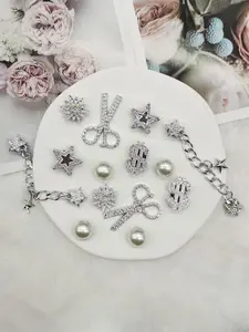 Cute Star & Chain Design Shoe Charms, Footwear Charms, Rhinestone Decorated Shoe Decorations, Fashionable Shoes Accessories for Women & Girls