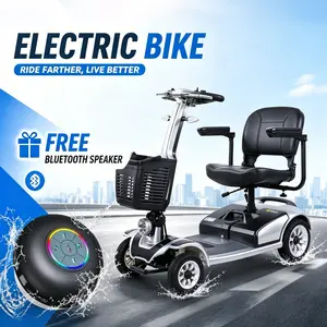 FREE Bluetooth Speaker【Likebike Mate S-01】4 Wheel Mobility Scooter for Seniors 21.7 Miles Long Range 419LBS Capacity 250W Motor Foldable Travel Electric Scooter with Rearview Mirrors