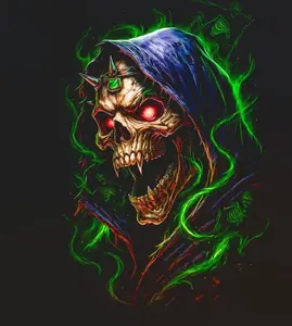 HalfTone Skull Design for Black Fabric Ready to Press Heat Transfer DTF Transfer Direct to Film 300-320°F Firm Press Settings