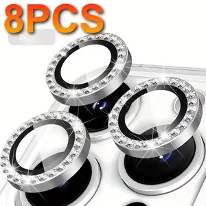 8-Piece Diamond Cellphone Lens Protector - Suitable for iPhone 17/16/15/14/13/12/11 - Practical, Easy to Install - Perfect as Valentine's Day or Thanksgiving Gift - Protective, Scratch-Resistant, Drop-Resistant