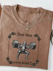 Comfort Colors Funny Gym Workout Classic Streetwear Casual Fitted Print Long Fitness TShirt, Dost Thou Even Hoist, Medieval Knight T-Shirt, Ren Faire, Funny Medieval Tee, Funny Gym T-Shirt, Gym Rat Gift