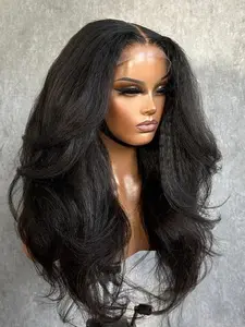 26 Inch Yaki Big Curl Women's Wig, Lace Frontal Wig, Lace Curly Wig, Lace Front Wigs, 13x4x1 Lace Soft Puffy Synthetic Wig, Party Use, Daily Wear, All Seasons