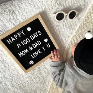 Wooden Message Board, 25cm X 25cm Wooden Felt Message Board, Perfect for Birthday, Wedding, Valentine's Day, Wall Decor, Games