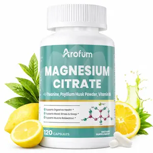 Magnesium Citrate Capsules for Constipation & Sleep Support - Vegan Magnesium Citrate Supplement with Vitamin B6 & L-Theanine, 120 Capsules, Non-GMO