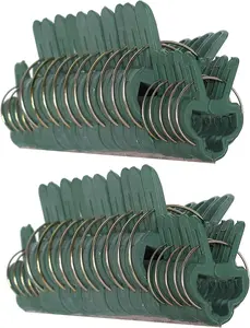 Plant Clips 40 Piece Green Gentle Gardening Plant & Flower Lever Loop Gripper Clips, Tool for Supporting or Straightening Plant Stems, Stalks, and Vines, Garden Clips