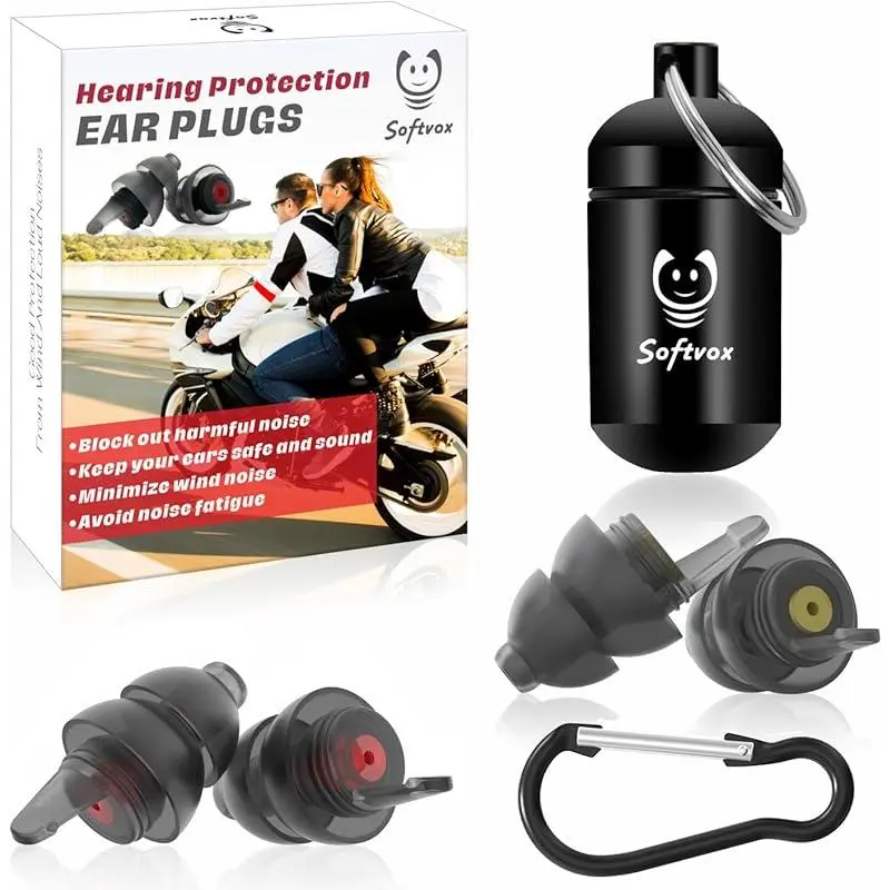 Motorcycle Ear Plugs, Reusable Set of 2 Pairs for Adults - High Fidelity Hearing Protection & Wind Noise Reduction for Riding & Touring, Two Pairs