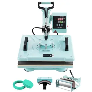 12x15 Inch Heat Press Machine 5 in 1 Kit with 30oz Tumbler Press for T-Shirts, Mugs, Hats, and More - Sublimation, Vinyl Transfer, Easy Temperature Control, Green Finish for Sublimation Projects, Easy Operation