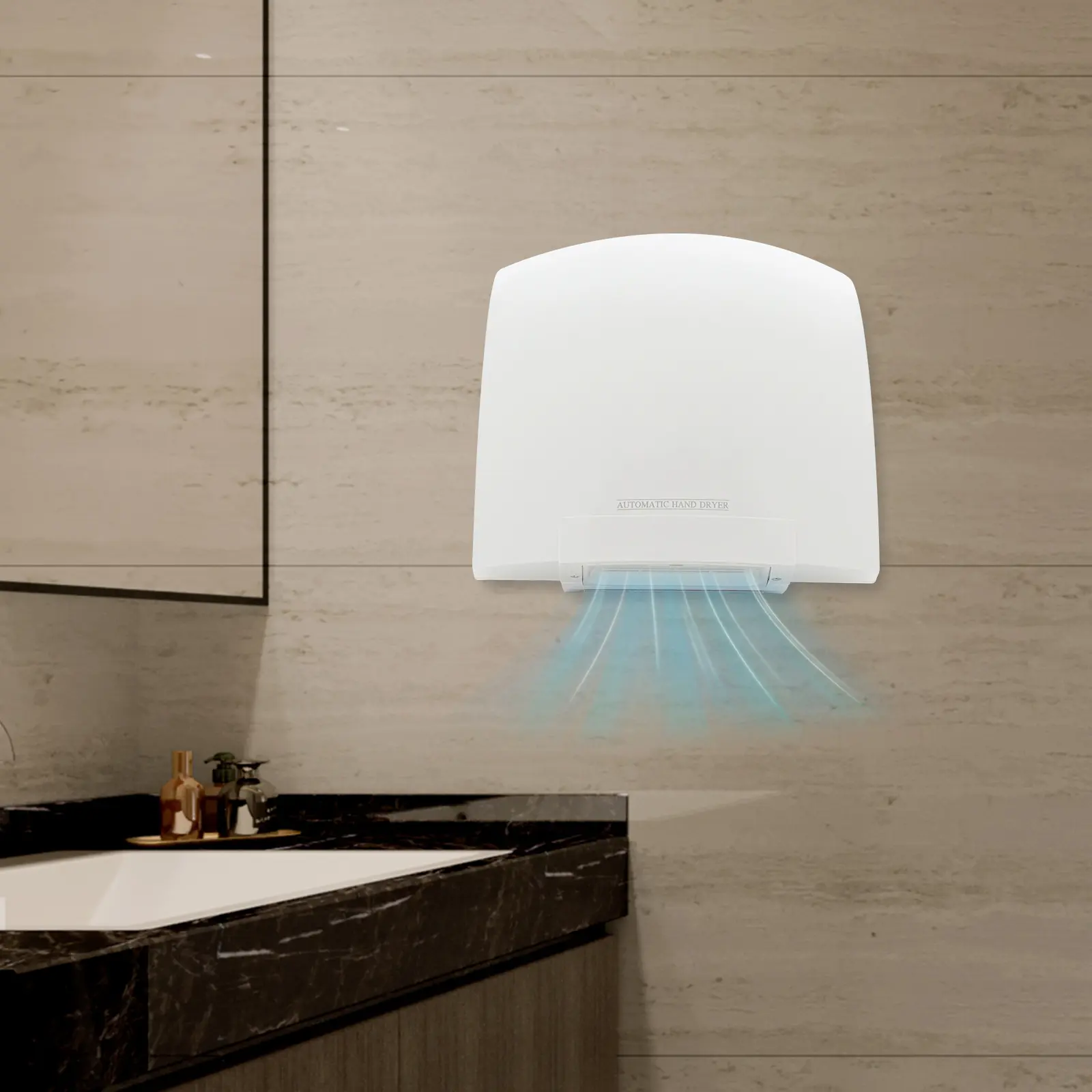 White Automatic Hand Dryer 1200W Wall Mount Infrared Induction High Speed for Home Bathroom Hotel School Commercial Restroom