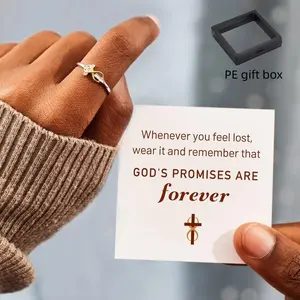 Inspirational Jewelry Engraved Faith Hope Love Cubic Zirconia Cross Infinity Ring