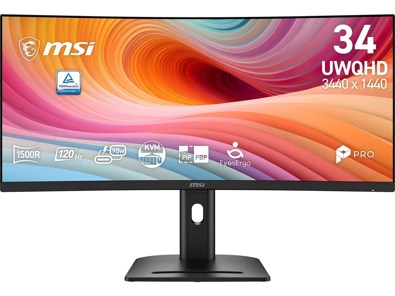 MSI 34 inch UltraWide QHD 2K 1440P 120Hz 1ms USB-C Curved Computer Monitor with Height Adjustable, Swivel, Pivot & Tilt Stand PRO MP341CQPHG E12