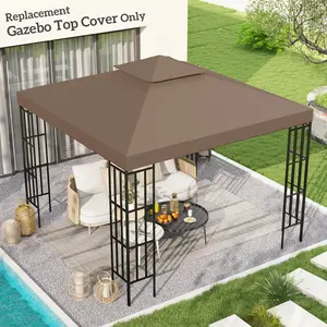 Two Tier Breathable Gazebo Replacement Top 9point8x9point8ft UV Protection Polyester Fabric for Lawn Courtyard Shelter Refurbishment