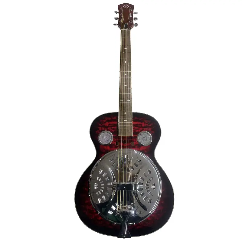 Beginner 40-in Metal Resonator Acoustic Guitar Kit (Echo Model) - Spruce Plywood Top, Rosewood Fingerboard, Open Plating Strings, 650mm Length, 5.9 lb Weight, Wooden Body, Ideal for Blues, Country, Bluegrass