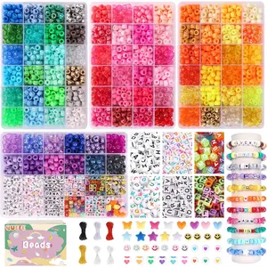 4900pcs Pony Beads Kandi Bracelet Kit, Friendship Bracelet Making Kit with 84 Colors Kandi Beads, Hair Beads and Letter Heart for Craft Gifts Bracelets Jewelry Making with Elastic Strings