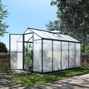 Garvee Heavy-Duty Outdoor Greenhouses in Multiple Sizes (6x6FT to 10x6.25FT) with Windproof Aluminum Frames, Easy Assembly, Polycarbonate Panels, Roof Vents, Ideal for Vegetables, Herbs, and Plants in Green, Silver, and White