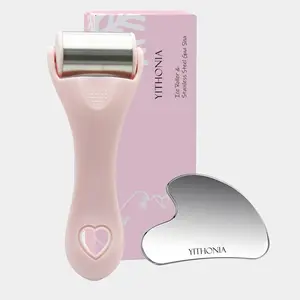 Ice Roller & Stainless Steel Gua Sha Board Set, 2 Counts/set Manual Facial Massager, Skin Care Tool for Face Massage, Face Lifting Device, Facial Care Tools