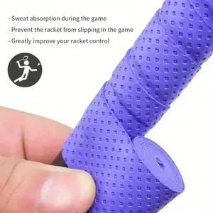 A Tennis Racket Grip Tape Made Of Anti Slip And Sweat Absorbing PU Fabric, A Universal Replacement For Tennis, Badminton, And Fishing Rods To Enhance Hand Feel And Shock Absorption, Made Of Imitation Leather Material, In Red Color