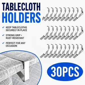 30 Pcs Rust-Resistant Triangular Stainless Steel Tablecloth Clips, Heavy-Duty Clamps to Secure Tablecloths for Outdoor Patio Picnics, Indoor Kitchen Tables, Triangular Form