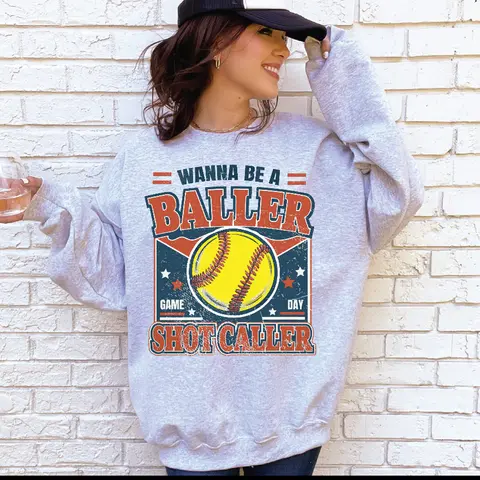 Wanna be a Baller Softball Athletic Grey